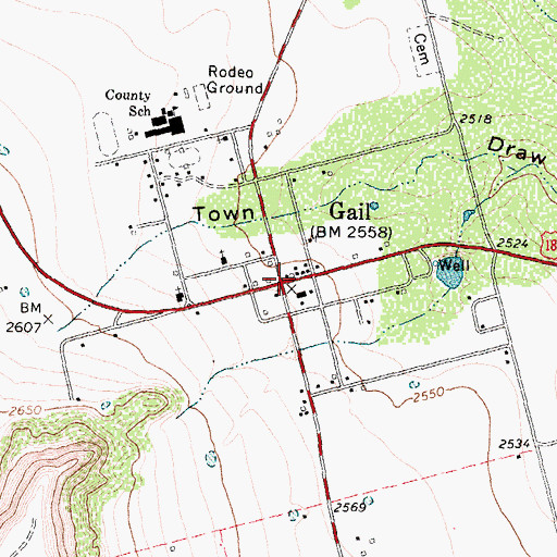 Topographic Map of Gail, TX