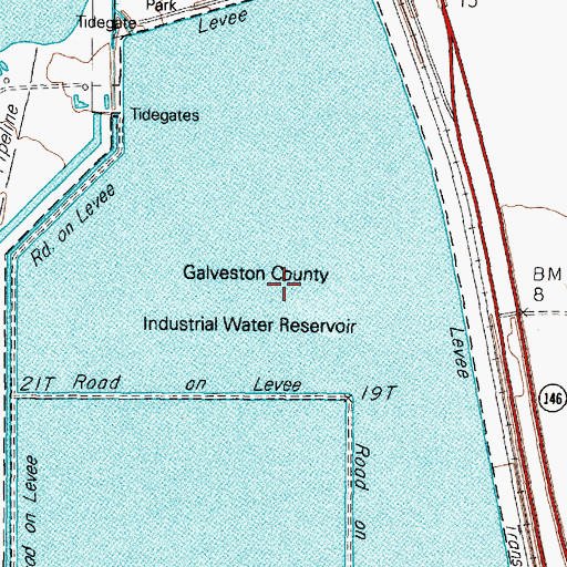 Topographic Map of Galveston County Industrial Water Reservoir, TX