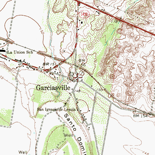 Topographic Map of Garciasville, TX