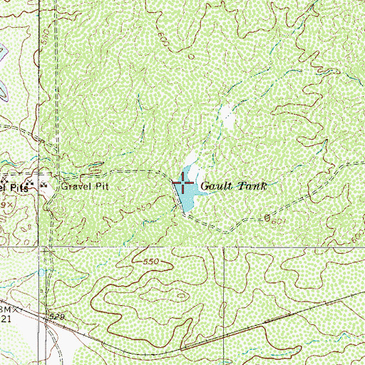 Topographic Map of Gault Tank, TX