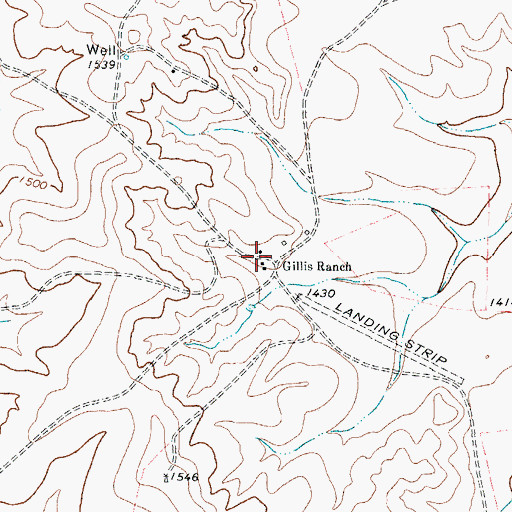 Topographic Map of Gillis Ranch, TX