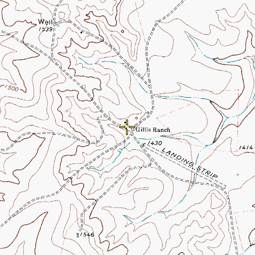 Topographic Map of Gillis Ranch, TX