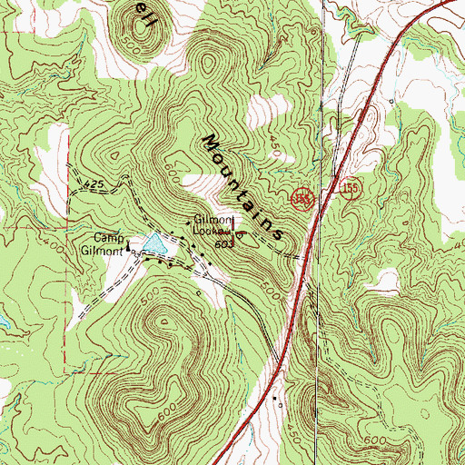 Topographic Map of Gilmont Lookout, TX