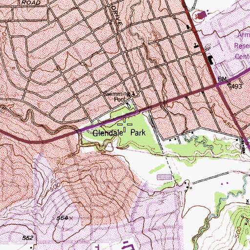 Topographic Map of Glendale Park, TX