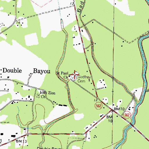 Topographic Map of Godfrey Cemetery, TX