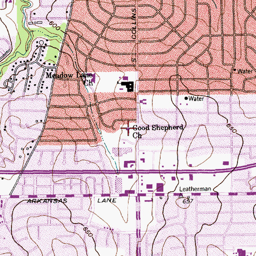 Topographic Map of Good Shepherd Church, TX