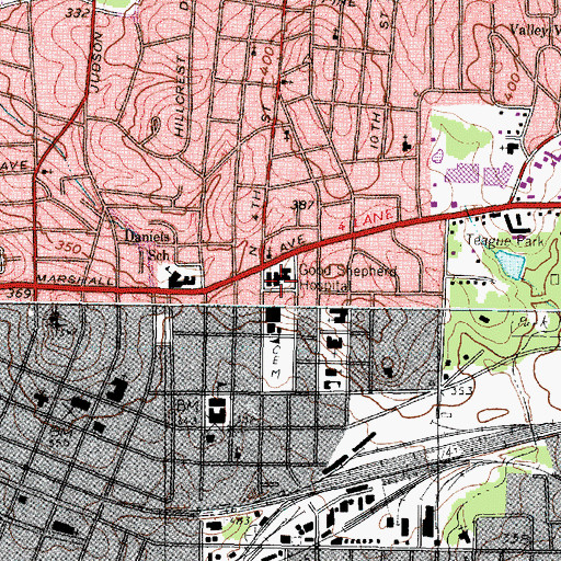 Topographic Map of Good Shepherd Medical Center, TX