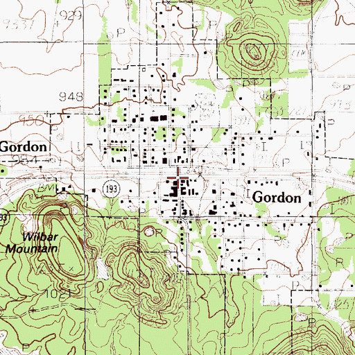 Topographic Map of Gordon, TX