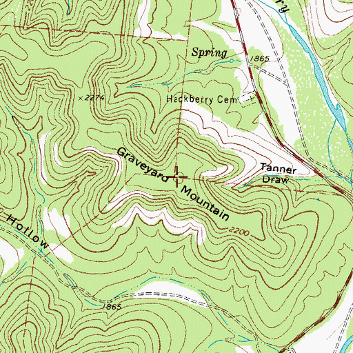 Topographic Map of Graveyard Mountain, TX