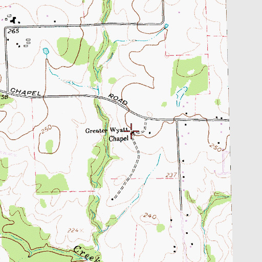 Topographic Map of Greater Wyatt Chapel, TX