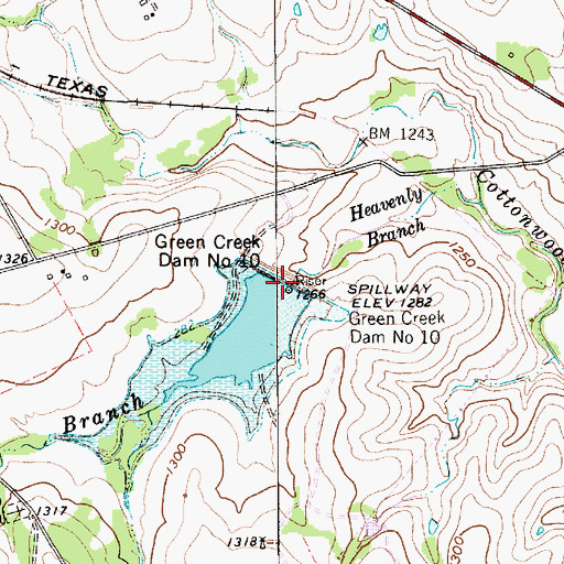 Topographic Map of Green Creek Dam Number 10, TX