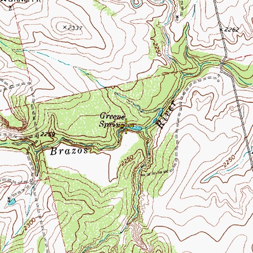 Topographic Map of Green Spring, TX