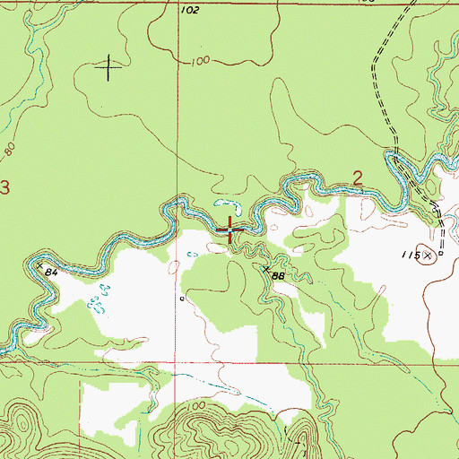 Topographic Map of Rush Creek, AL