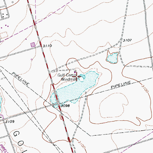 Topographic Map of Gulf Camp Windmill, TX