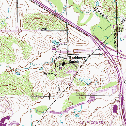 Topographic Map of Hackberry Ranch, TX