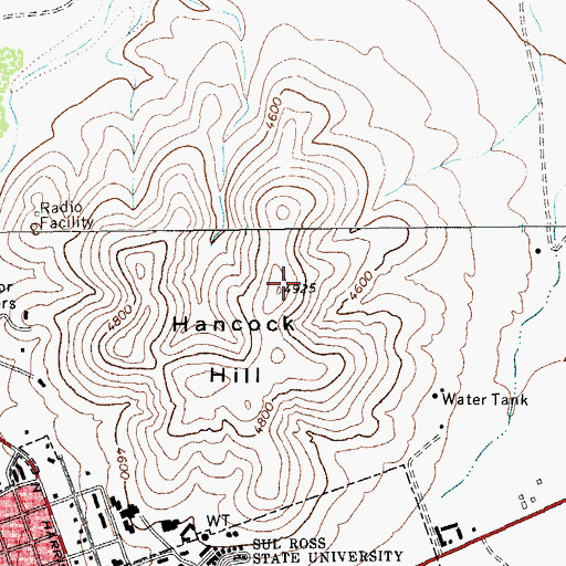 Topographic Map of Hancock Hill, TX
