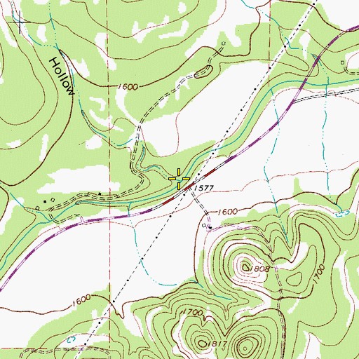 Topographic Map of Happy Hollow, TX