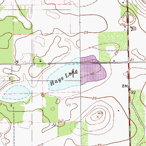 Topographic Map of Hays Lake, TX