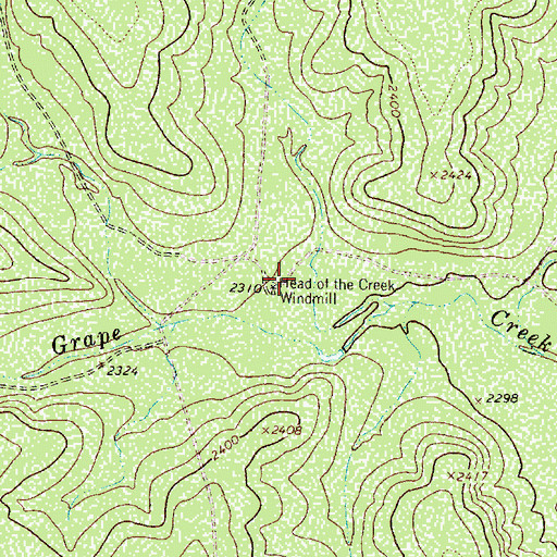 Topographic Map of Head of the Creek Windmill, TX