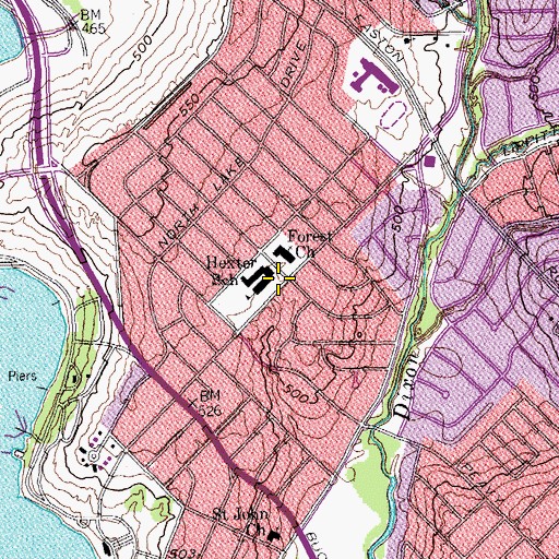 Topographic Map of Hexter School, TX