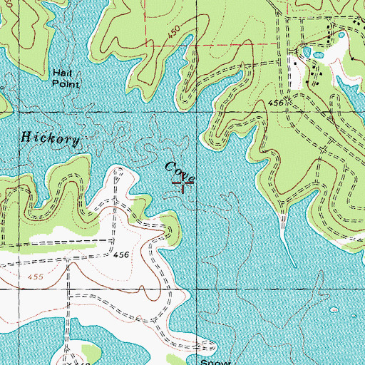 Topographic Map of Hickory Cove, TX
