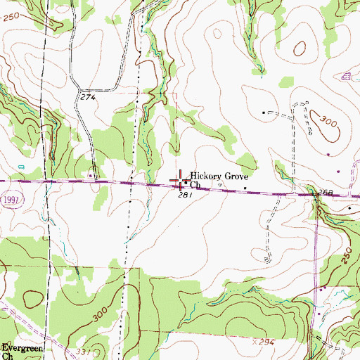 Topographic Map of Hickory Grove Church, TX