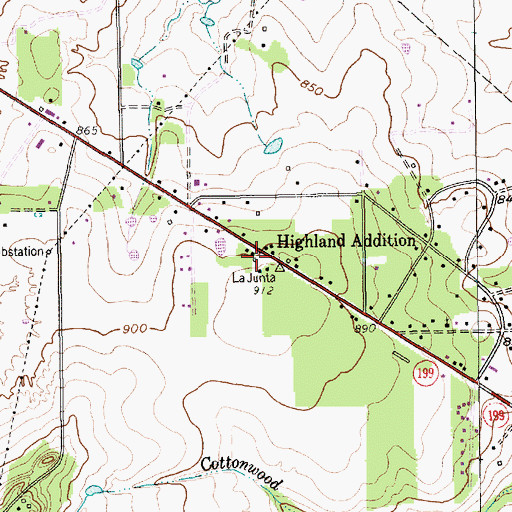 Topographic Map of Highland Addition, TX