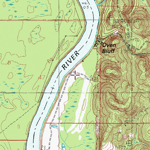 Topographic Map of Oven Bluff Fishing Camp, AL
