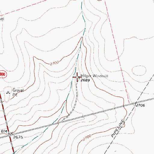 Topographic Map of Hilger Windmill, TX