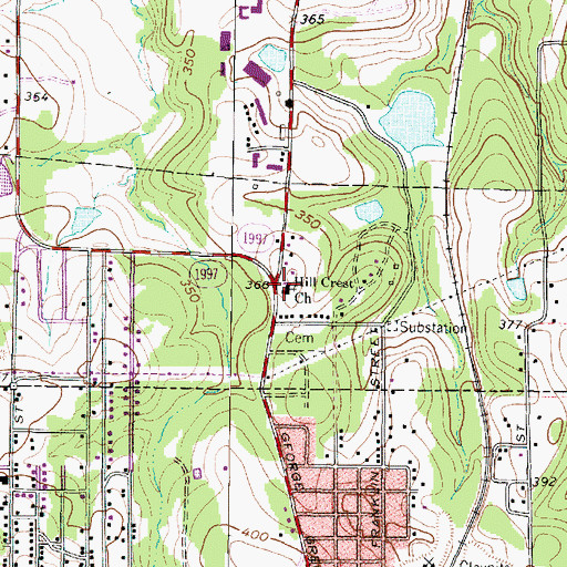 Topographic Map of Hill Crest Church, TX