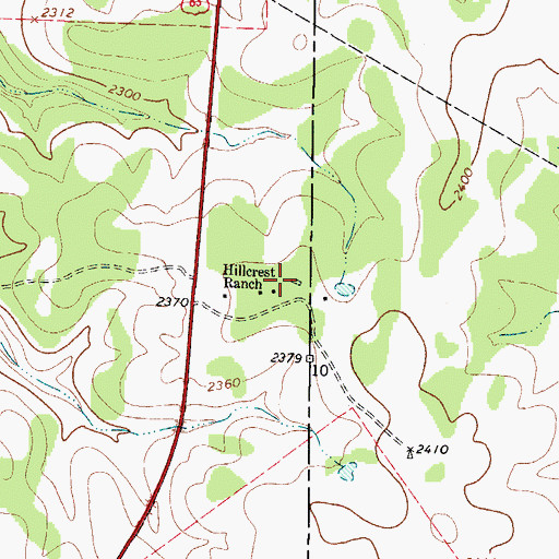 Topographic Map of Hillcrest Ranch, TX