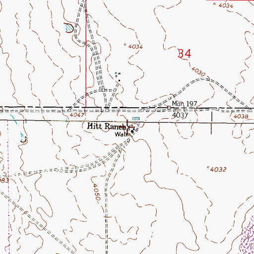 Topographic Map of Hitt Ranch, TX