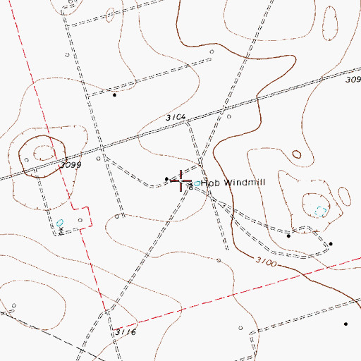 Topographic Map of Hob Windmill, TX