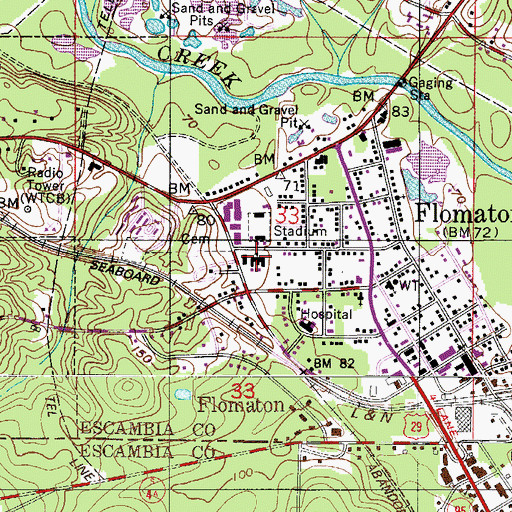Topographic Map of Flomaton Elementary School, AL