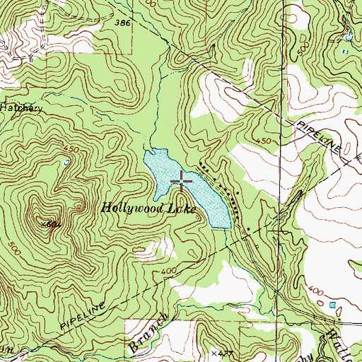 Topographic Map of Hollywood Lake, TX
