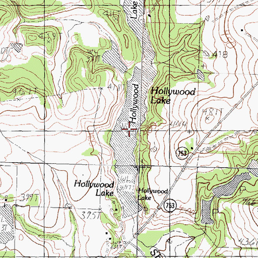 Topographic Map of Hollywood Lake, TX
