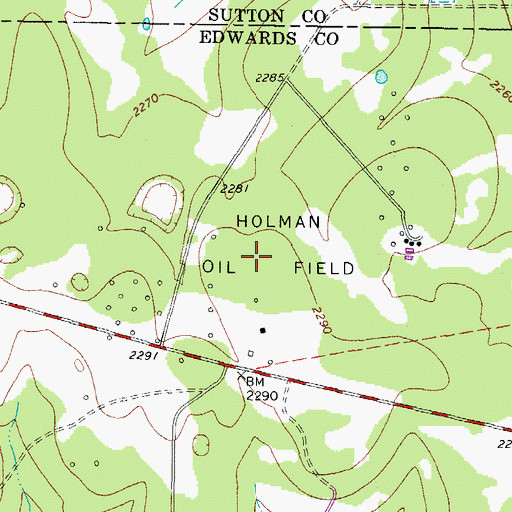 Topographic Map of Holman Oil Field, TX