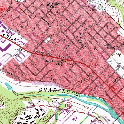 Topographic Map of Holy Cross School, TX