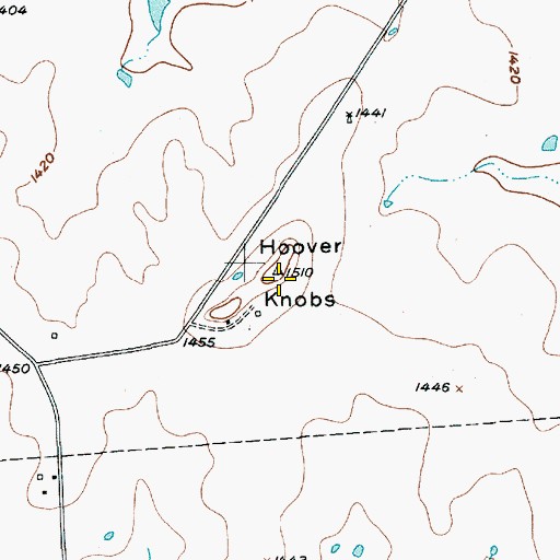 Topographic Map of Hoover Knobs, TX