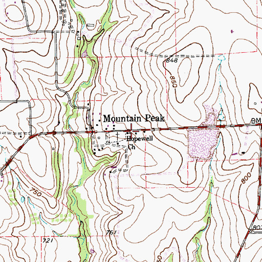 Topographic Map of Hopewell Church, TX