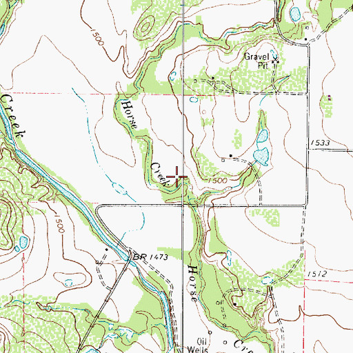 Topographic Map of Horse Creek, TX