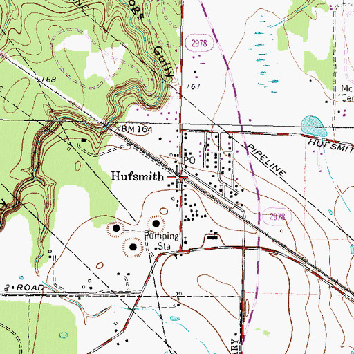 Topographic Map of Hufsmith, TX