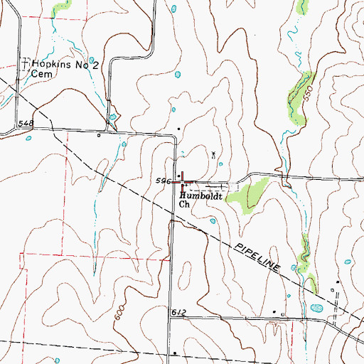 Topographic Map of Humboldt Church, TX