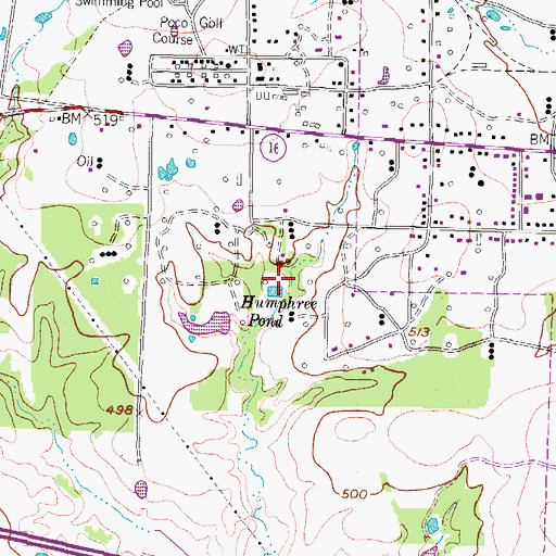 Topographic Map of Humphree Pond, TX