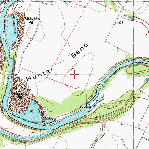 Topographic Map of Hunter Bend, TX