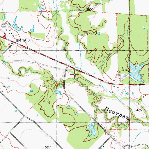 Topographic Map of Hurst Creek, TX
