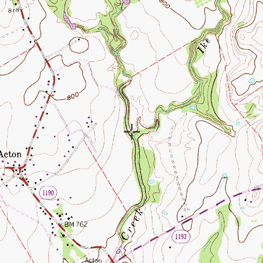 Topographic Map of Ike Branch, TX