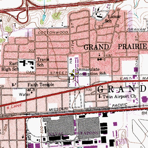Topographic Map of Immaculate Conception School, TX