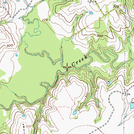 Topographic Map of Indian Creek, TX