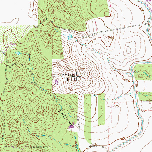 Topographic Map of Indian Hill, TX